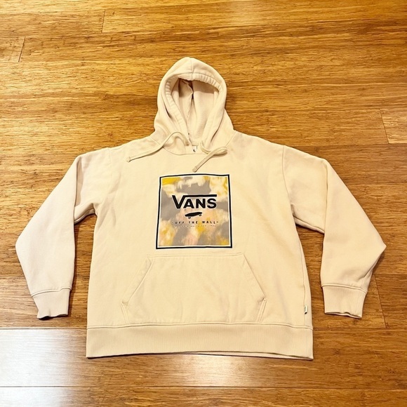 VANS Boxed In Grunge BFF Hoodie light tan, cream, w/ tie dye details. Size Small - Picture 4 of 12